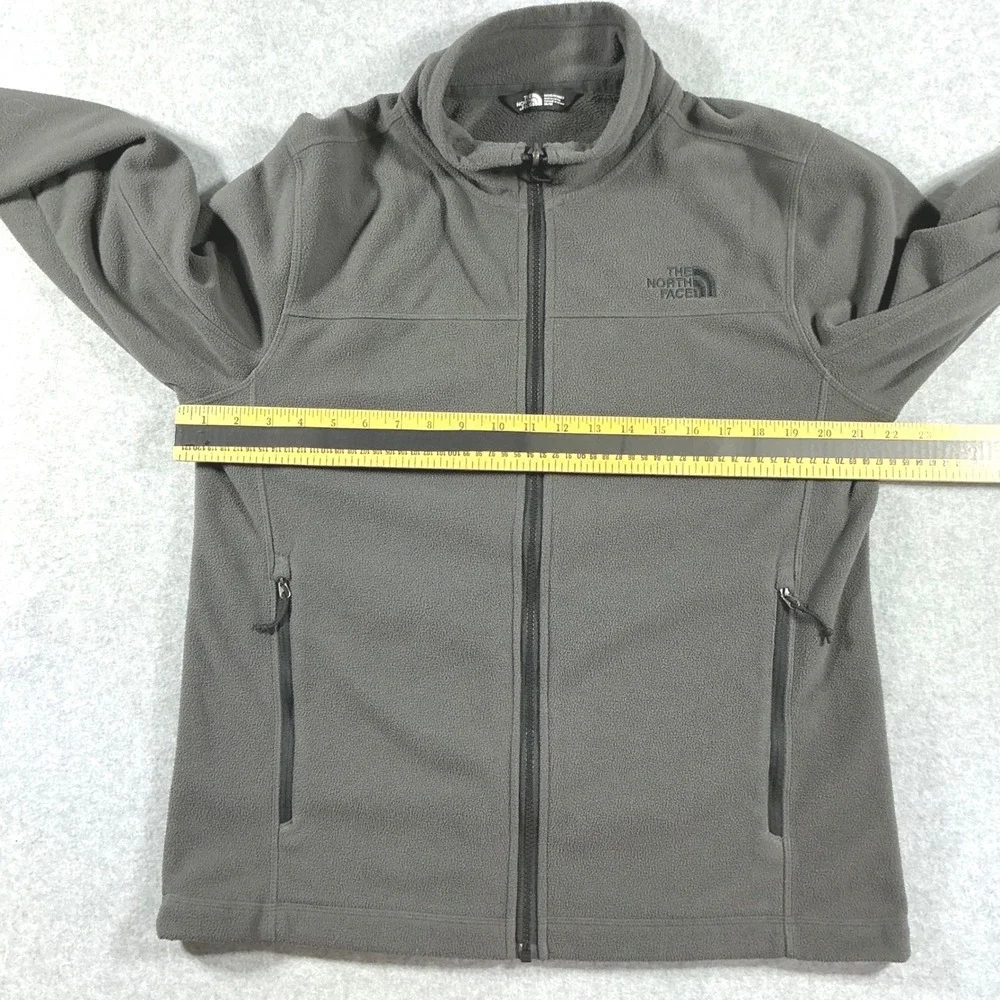 The North Face Mens Grey Full Zip Fleece Jacket Mock Neck Size Medium